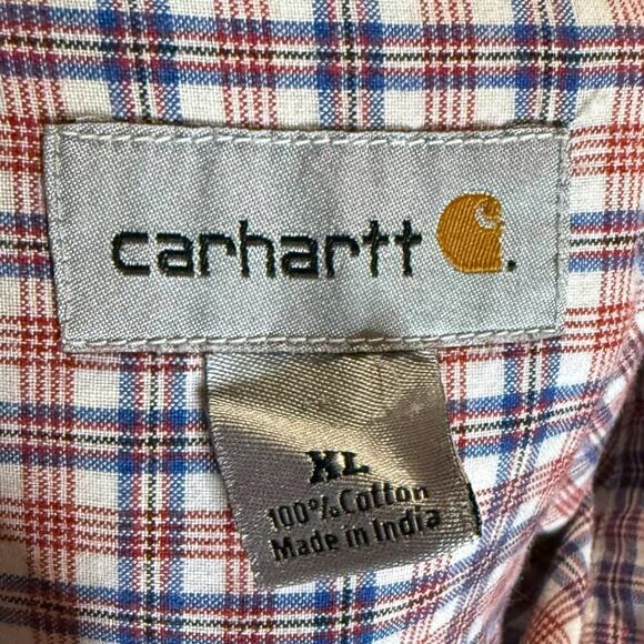 Carhartt Button Down Shirt Mens Plaid Blue Red White Western Relaxed Size XL - Picture 4 of 6